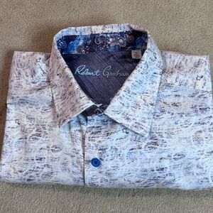 Classic Robert Graham Blue/Purple Patterned Men's Shirt size XL
